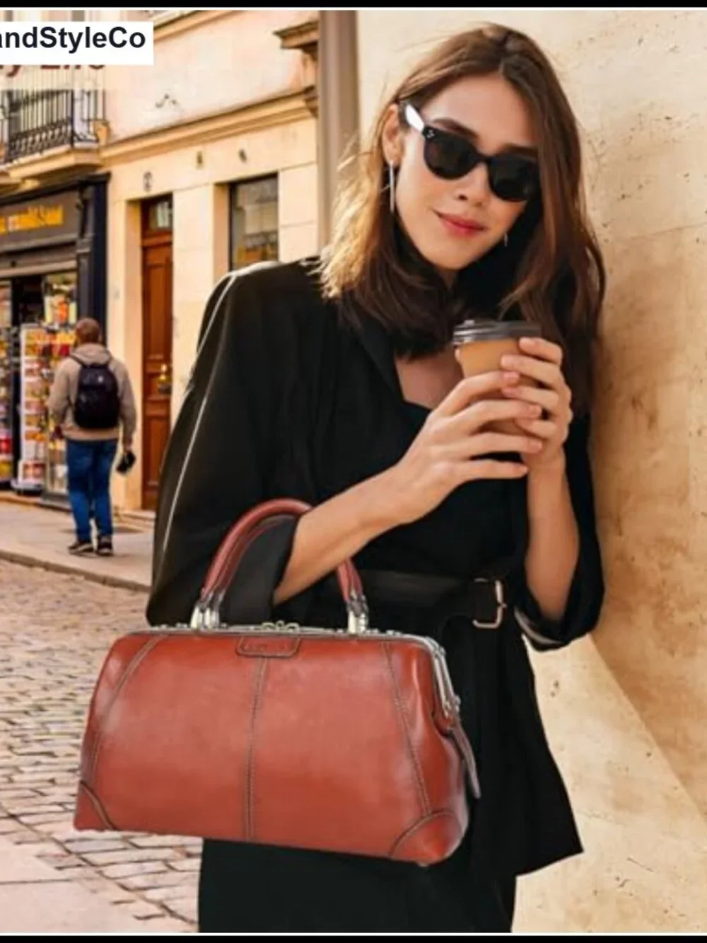 Italian Full Grain Leather Doctor Bag Purse Women Tote Handbag